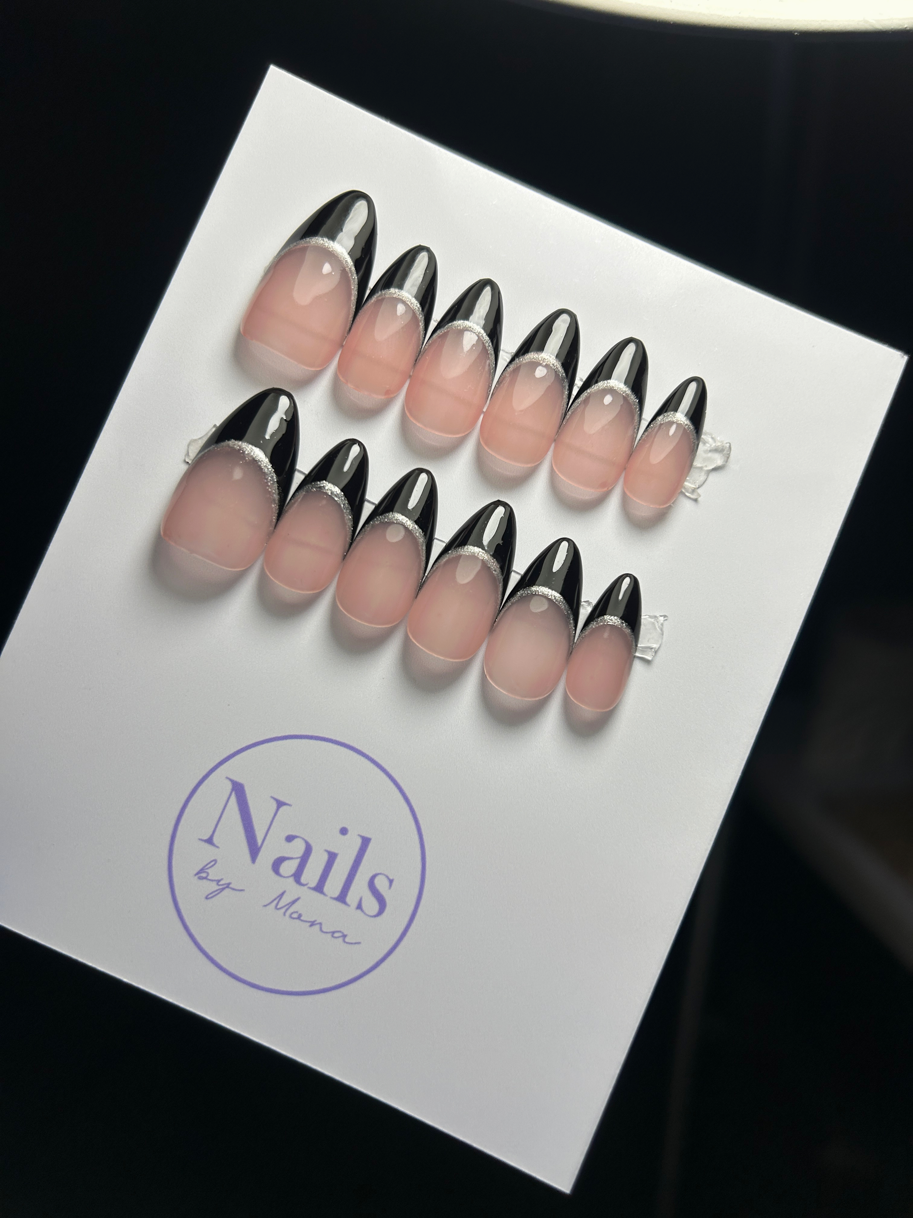  Black Moon Set — Glam tier custom-fit press-on nails